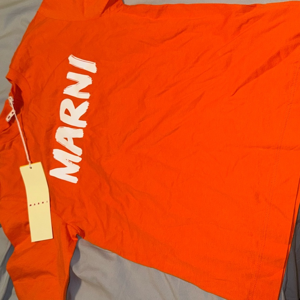 Marni Vibrant Orange Tee with White Logo